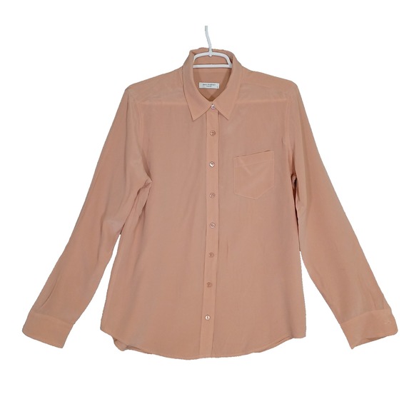Equipment Tops - Equipment Femme Light Pink Slim Signature 100% Silk Button Up Blouse Shirt L